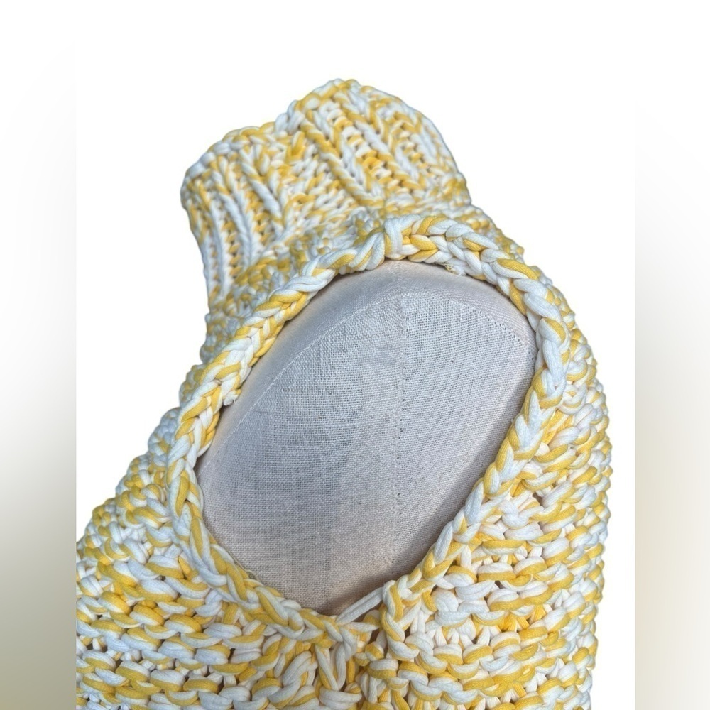 Lafayette 148 yellow and white knit sweater size large. - Picture 4 of 13